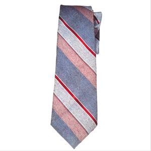 #Y Vintage Striped Mens Tie Red & Gray Justin Cross The Bon